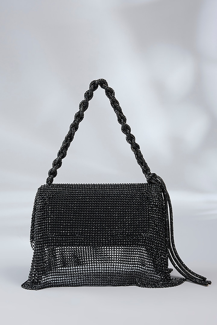Black Vegan Leather Midi Handbag by Outhouse at Pernia's Pop Up Shop