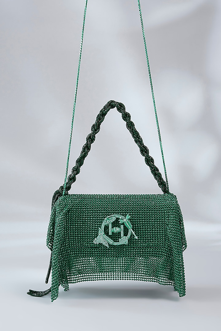 Green Vegan Leather Midi Handbag by Outhouse at Pernia's Pop Up Shop