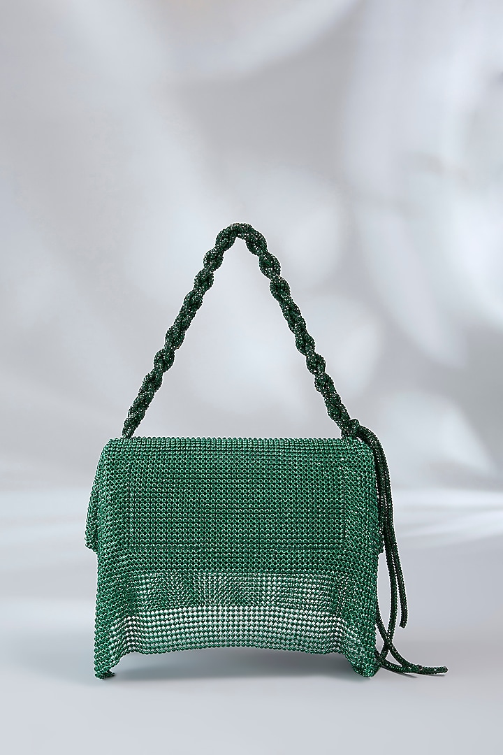 Green Vegan Leather Midi Handbag by Outhouse at Pernia's Pop Up Shop