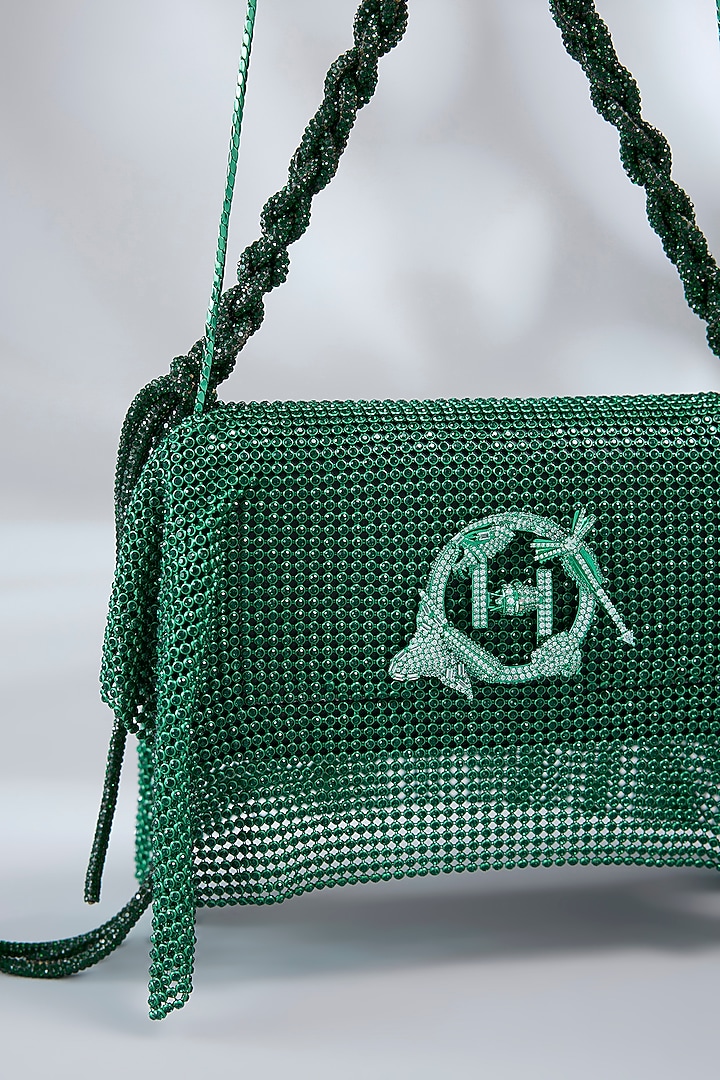 Green Vegan Leather Midi Handbag by Outhouse at Pernia's Pop Up Shop