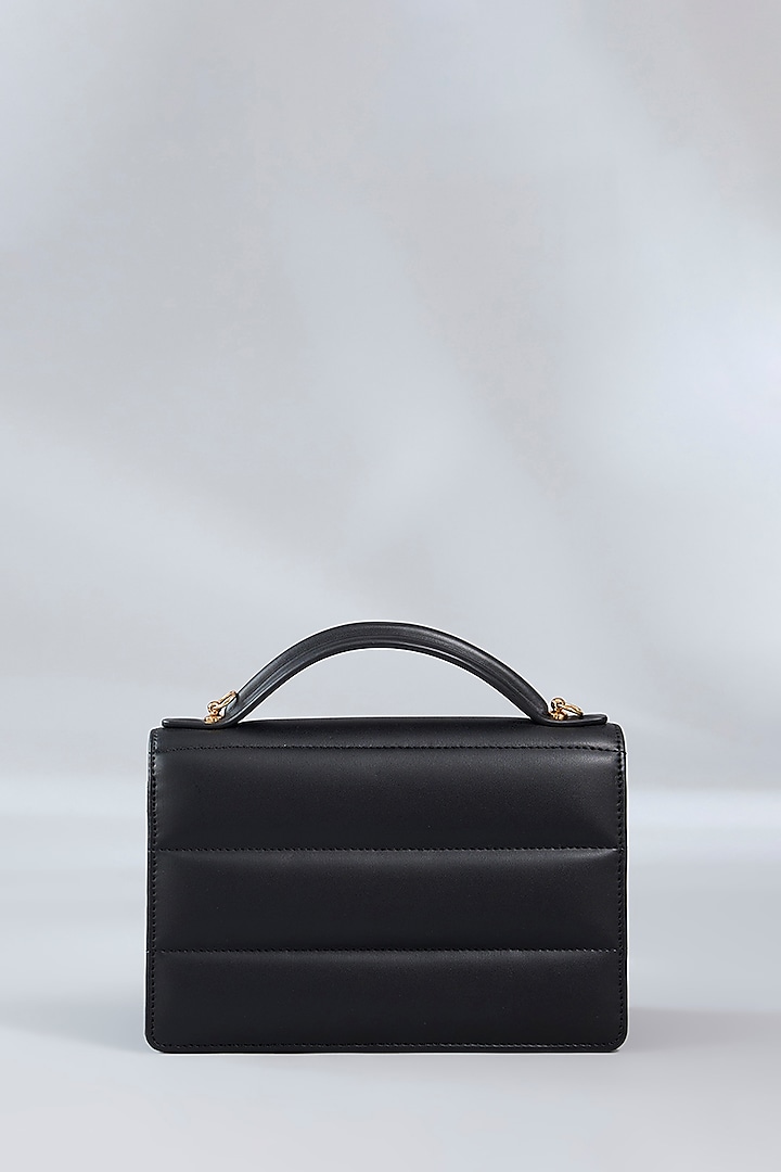 Black Vegan Leather Midi Handbag by Outhouse at Pernia's Pop Up Shop