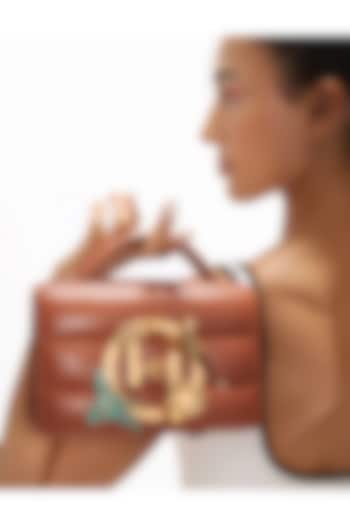 Tan Vegan Leather Clutch by Outhouse at Pernia's Pop Up Shop