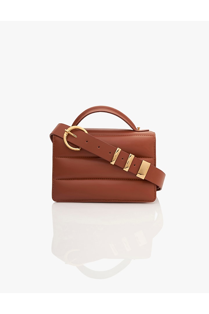 Tan Vegan Leather Clutch by Outhouse at Pernia's Pop Up Shop