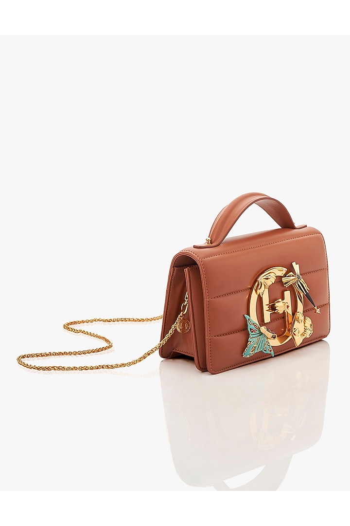 Tan Vegan Leather Clutch by Outhouse at Pernia's Pop Up Shop