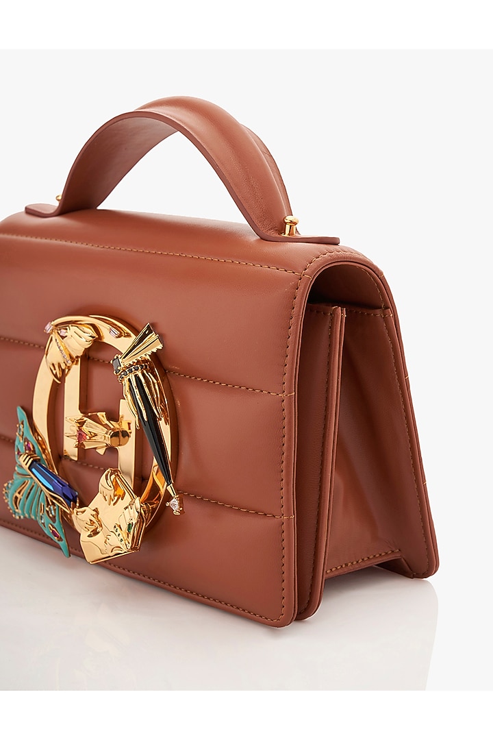 Tan Vegan Leather Clutch by Outhouse at Pernia's Pop Up Shop