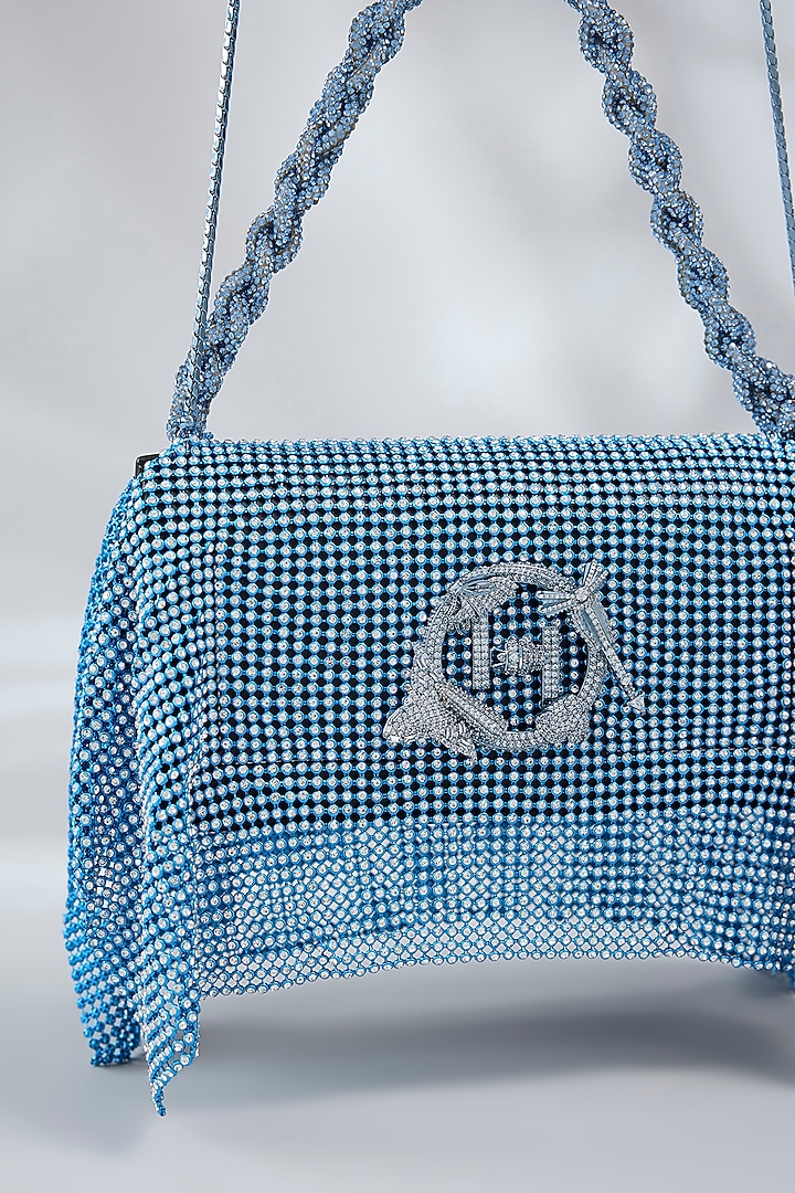 Blue Vegan Leather Midi Handbag by Outhouse at Pernia's Pop Up Shop