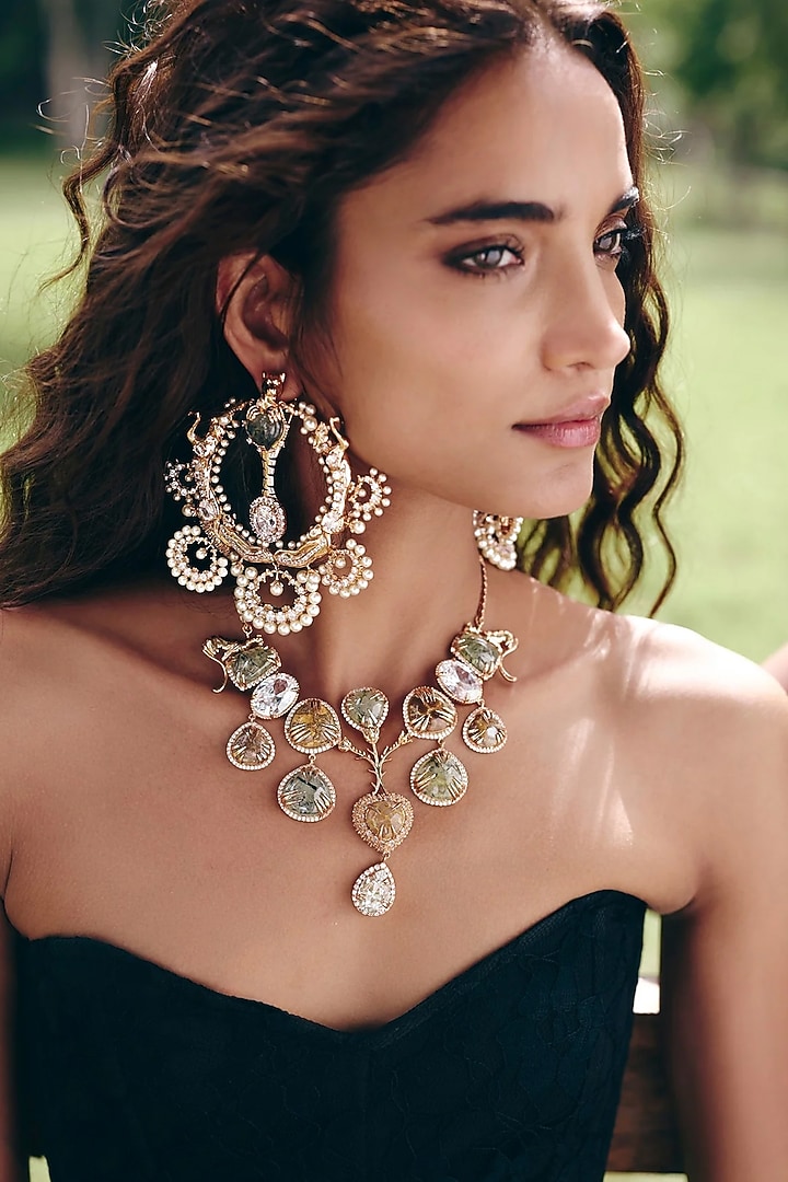 Rose Gold Plated Swarovski & Cubic Zirconia Necklace by Outhouse at Pernia's Pop Up Shop