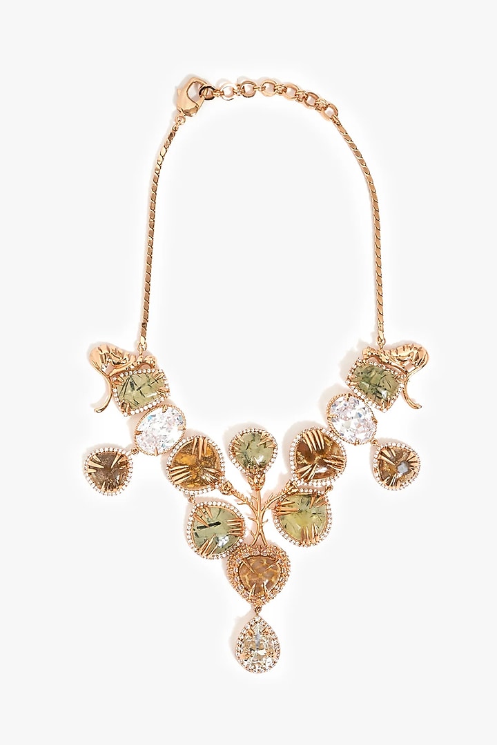 Rose Gold Plated Swarovski & Cubic Zirconia Necklace by Outhouse at Pernia's Pop Up Shop
