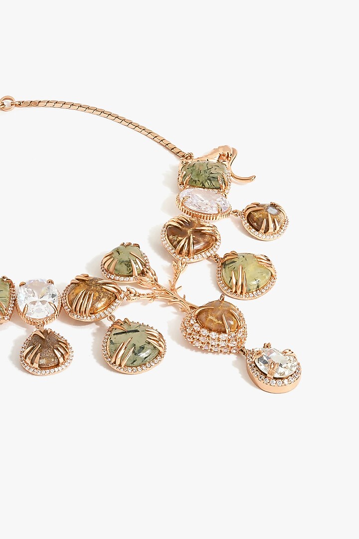 Rose Gold Plated Swarovski & Cubic Zirconia Necklace by Outhouse at Pernia's Pop Up Shop