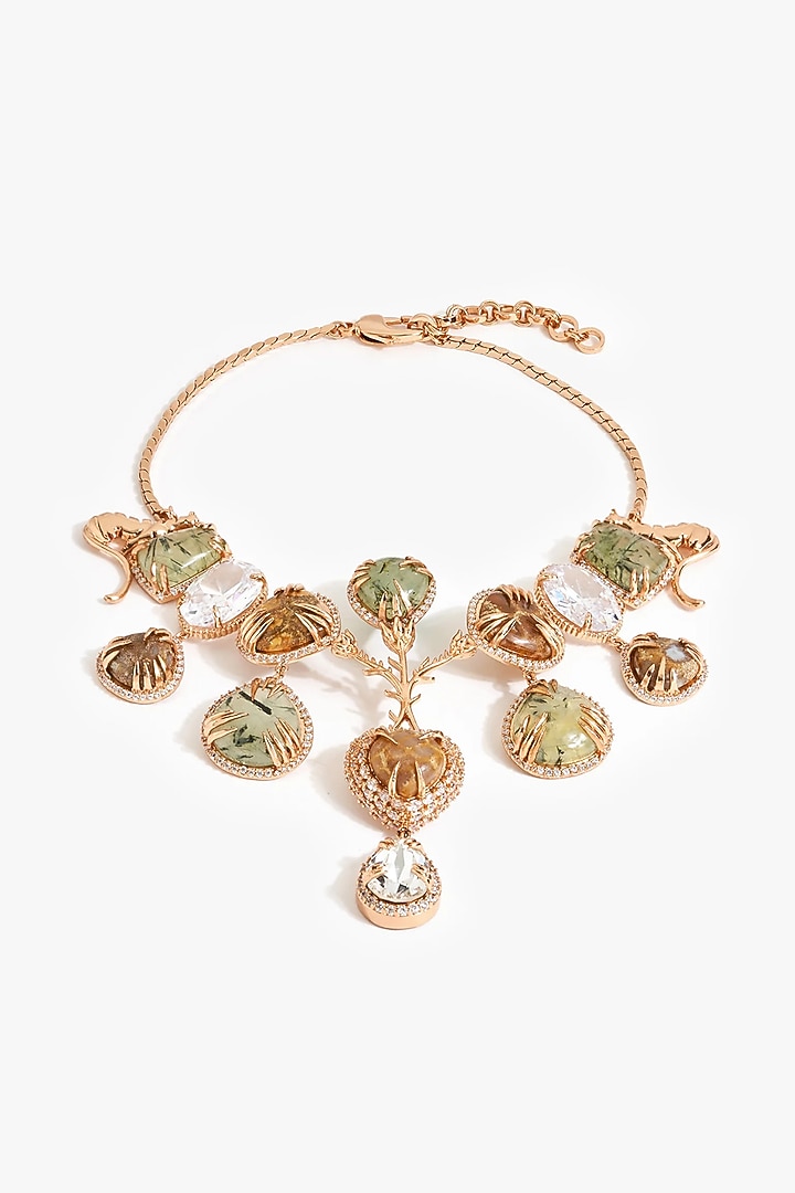 Rose Gold Plated Swarovski & Cubic Zirconia Necklace by Outhouse at Pernia's Pop Up Shop