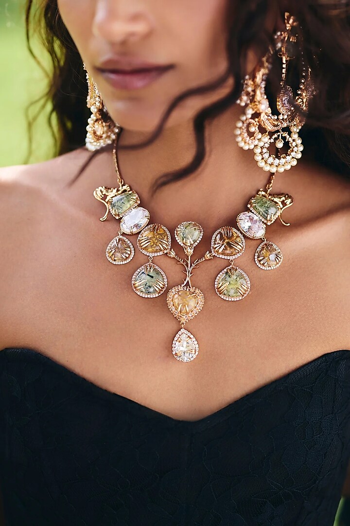 Rose Gold Plated Swarovski & Cubic Zirconia Necklace by Outhouse at Pernia's Pop Up Shop