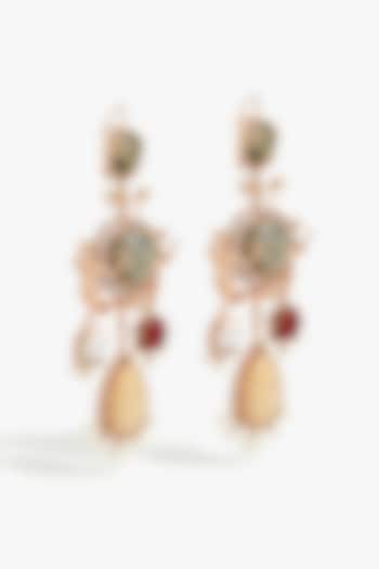 Rose Gold Plated Swarovski Pearl & CZ Dangler Earrings by Outhouse at Pernia's Pop Up Shop