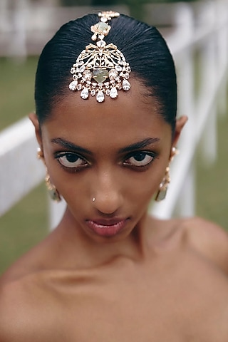 22kt Rose Gold Plated Brass Alloy Maangtikka by Outhouse