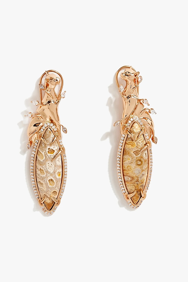 22kt Rose Gold Plated Brass Alloy Dangler Earrings by Outhouse at Pernia's Pop Up Shop