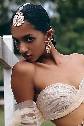 Rose Gold Plated Swarovski & Cubic Zirconia Dangler Earrings by Outhouse
