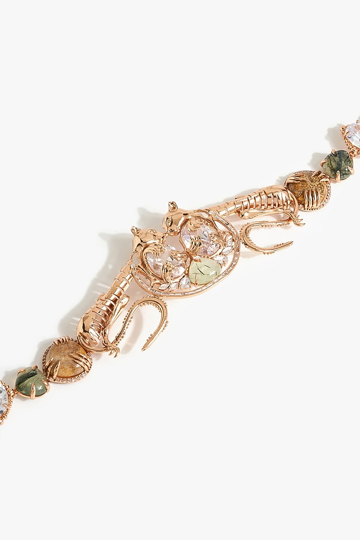 Rose Gold Plated Fossil Coral & Cubic Zirconia Leopard Belt by Outhouse at Pernia's Pop Up Shop