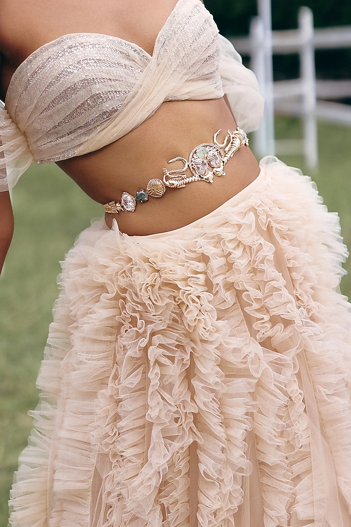 Rose Gold Plated Fossil Coral & Cubic Zirconia Leopard Belt by Outhouse at Pernia's Pop Up Shop