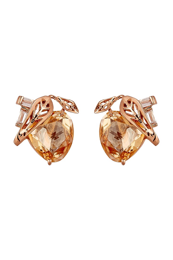 Rose Gold Plated Swarovski Crystal Stud Earrings by Outhouse at Pernia's Pop Up Shop