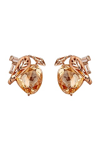 Rose Gold Plated Swarovski Crystal Stud Earrings by Outhouse