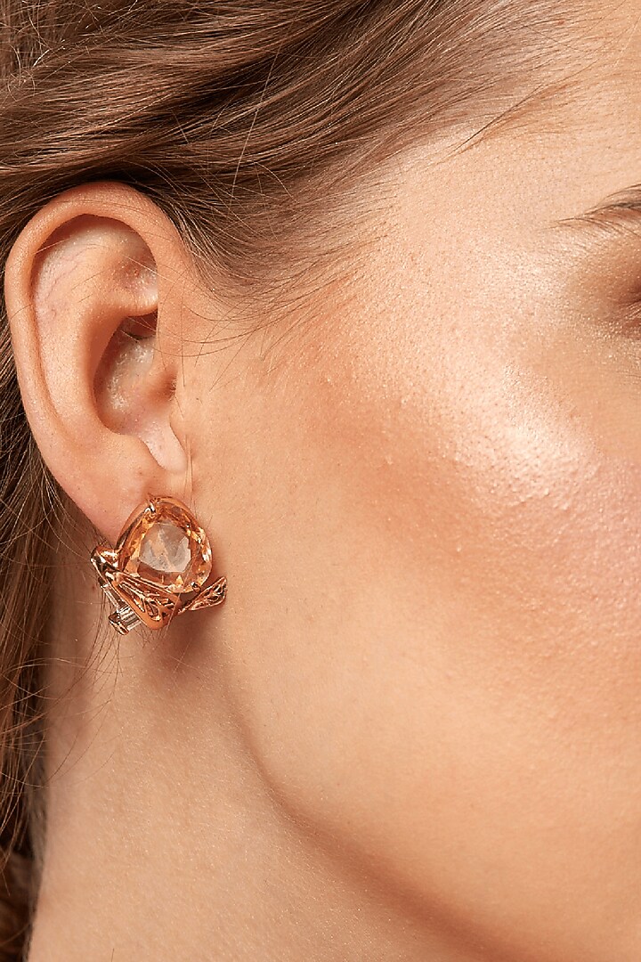 Rose Gold Plated Swarovski Crystal Stud Earrings by Outhouse at Pernia's Pop Up Shop