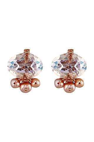 Rose Gold Plated Swarovski Crystal Earrings by Outhouse