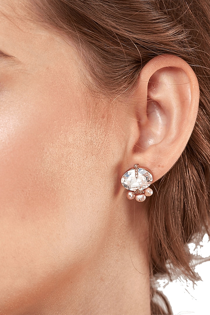 Rose Gold Plated Swarovski Crystal Earrings by Outhouse at Pernia's Pop Up  Shop