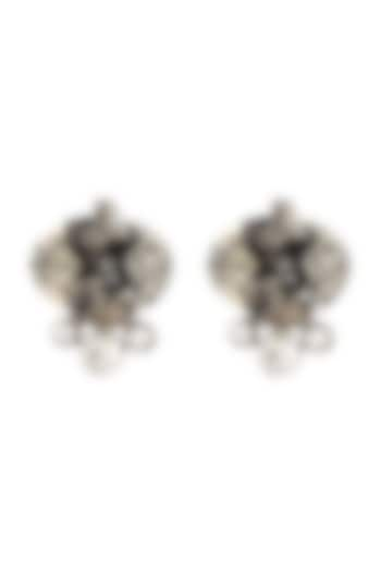 Gunmetal Finish Swarovski Stud Earrings by Outhouse at Pernia's Pop Up Shop