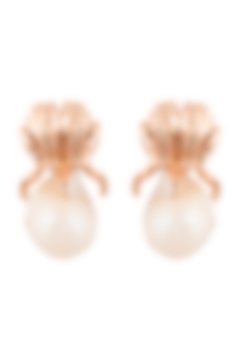 Rose Gold Plated Pearl Stud Earrings by Outhouse at Pernia's Pop Up Shop