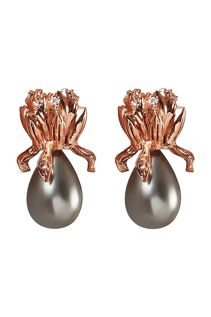 Rose Gold Plated Baroque Pearl Stud Earrings by Outhouse