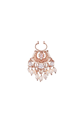 Rose Gold Plated Swarovski & Pearl Nose Ring by Outhouse