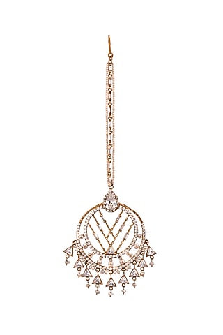 Rose Gold Plated Swarovski Maang Tikka by Outhouse