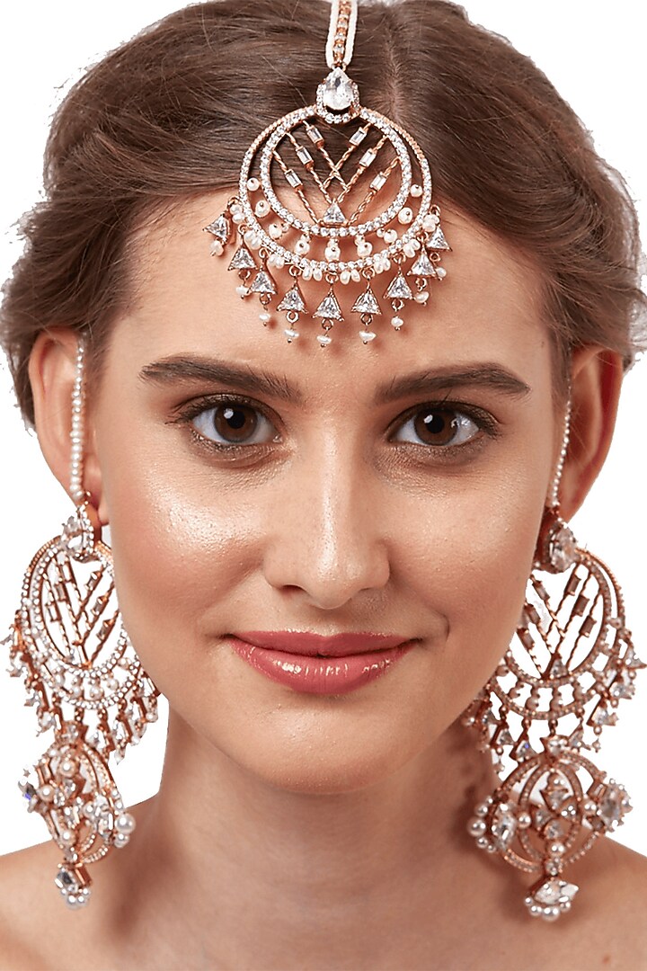 Rose Gold Plated Swarovski Maang Tikka by Outhouse at Pernia's Pop Up Shop