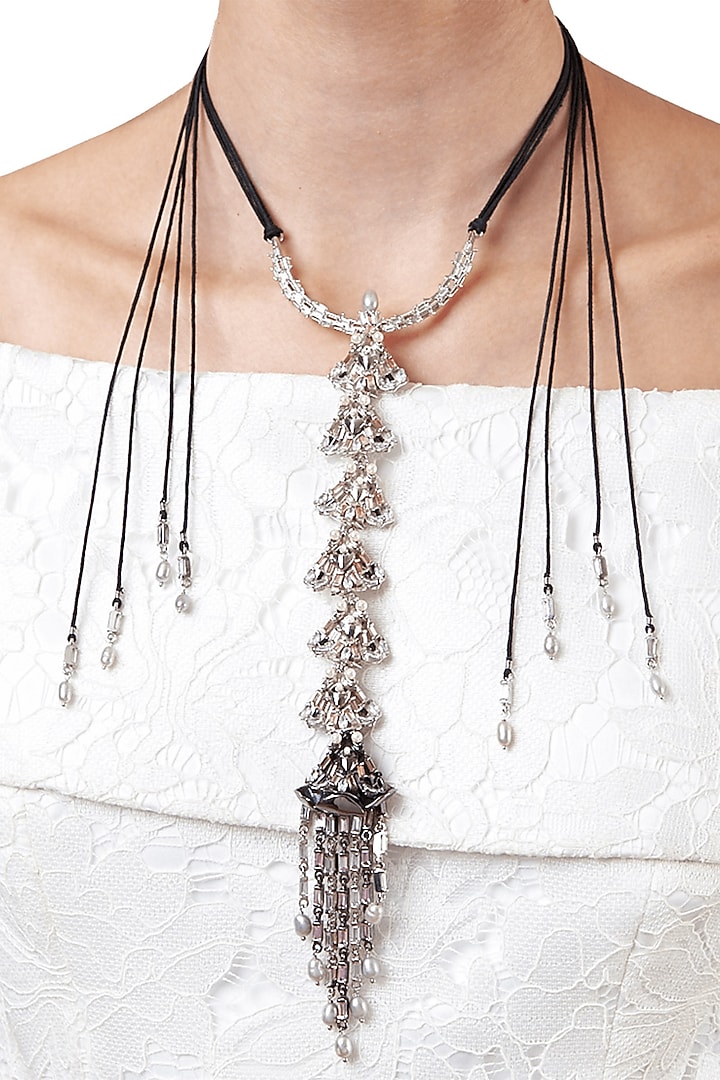 Gun Metal Finish Choker With Swarovski Crystals by Outhouse at Pernia's Pop Up Shop