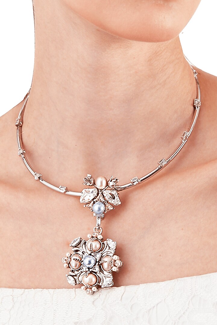 Silver Finish Pearl Necklace by Outhouse at Pernia's Pop Up Shop