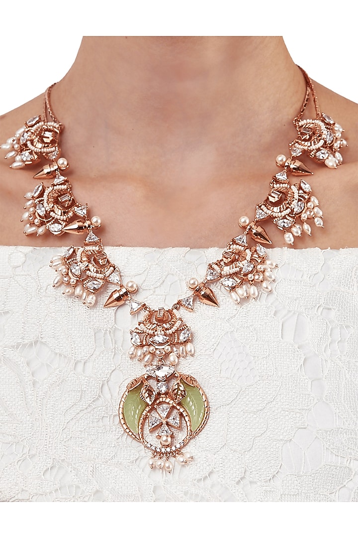 Rose Gold Plated Pearl Necklace by Outhouse at Pernia's Pop Up Shop
