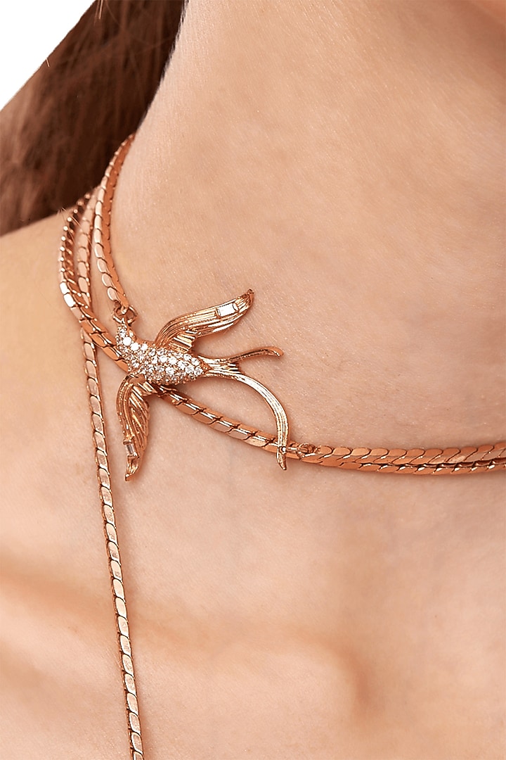 Rose Gold Plated Pearl Hand Carved Necklace by Outhouse at Pernia's Pop Up Shop