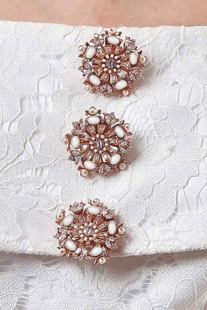Rose Gold Plated Pearl Buttons by Outhouse at Pernia's Pop Up Shop