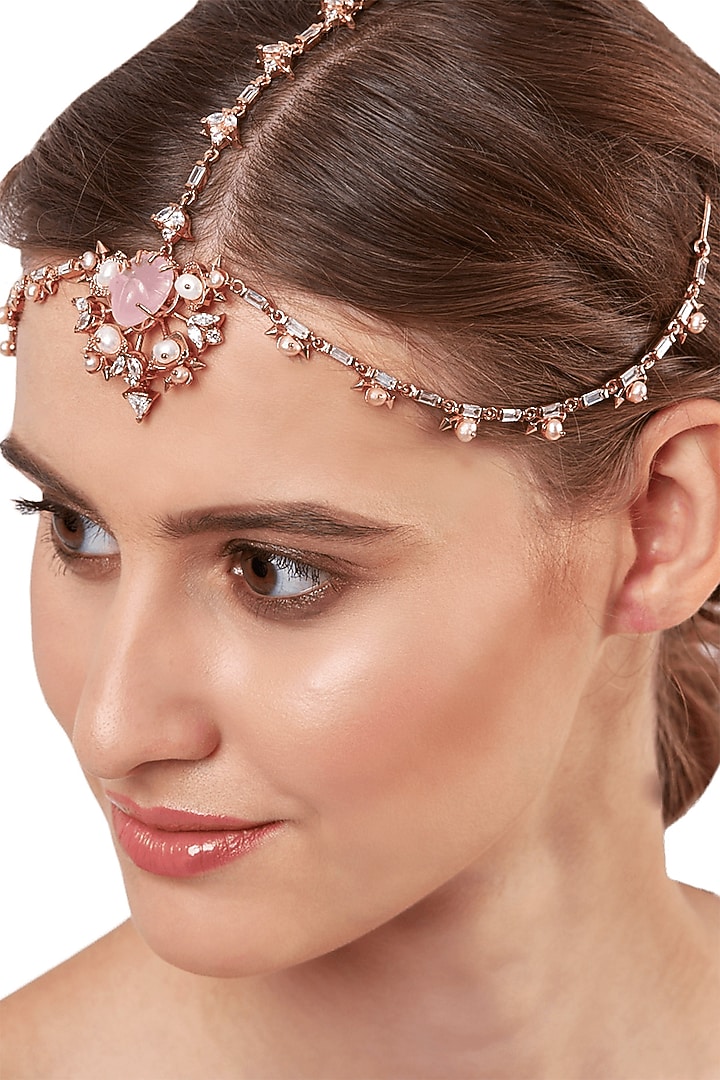 Rose Gold Plated Pearls Headgear by Outhouse at Pernia's Pop Up Shop