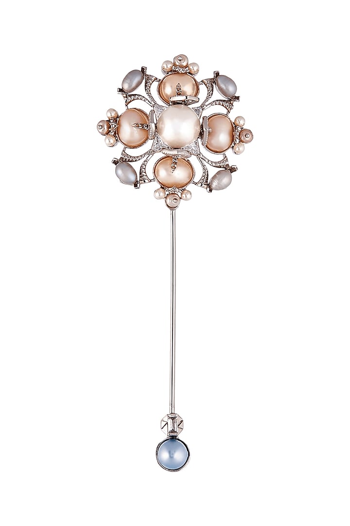 Silver Finish Pearls Brooch by Outhouse