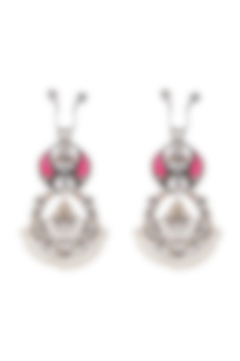 Silver Finish Swarovski Crystals Dangler Earrings by Outhouse