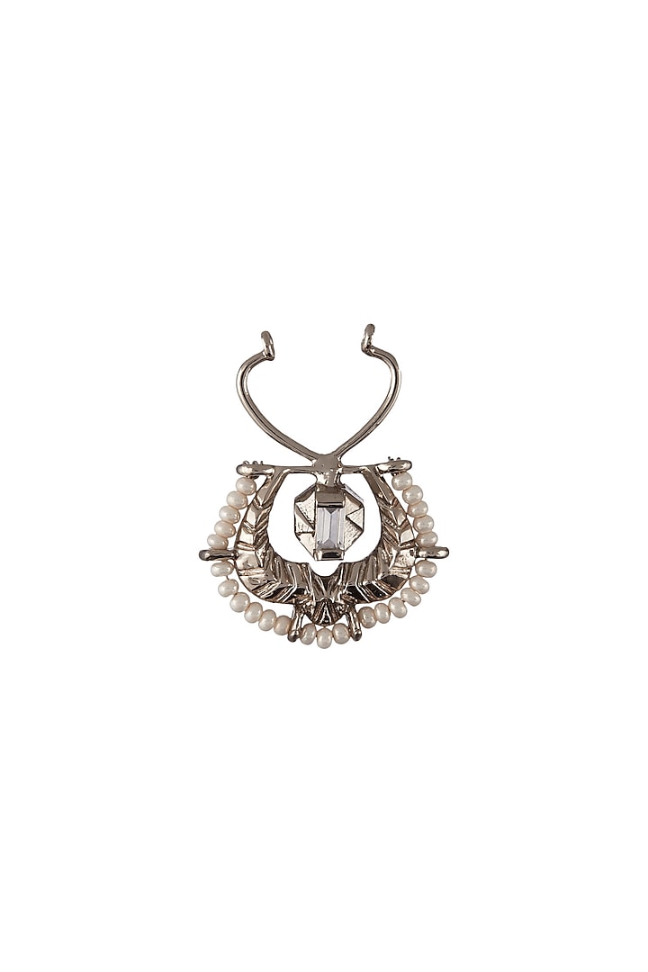 Silver Finish Swarovski Crystals Nose Ring by Outhouse