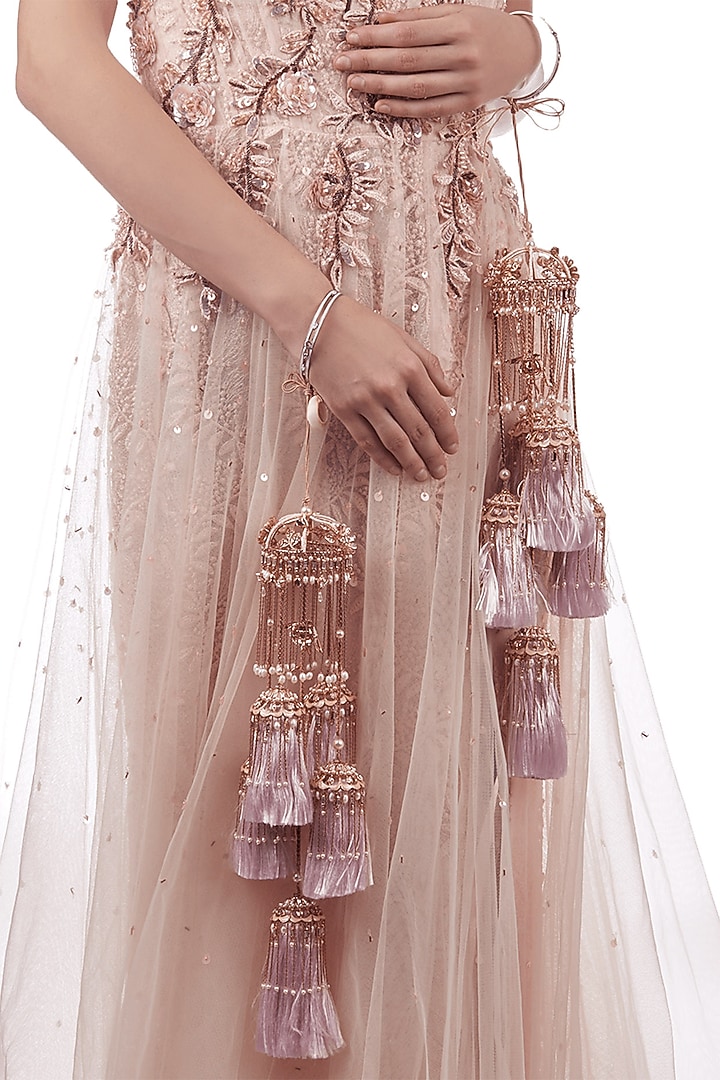 Rose Gold Finish Pearl Hand Harness by Outhouse at Pernia's Pop Up Shop