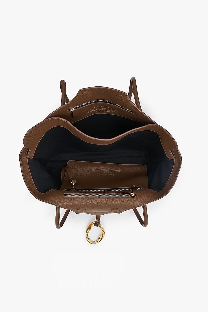 Brown Vegan Leather & Canvas Tote Bag by Outhouse at Pernia's Pop Up Shop