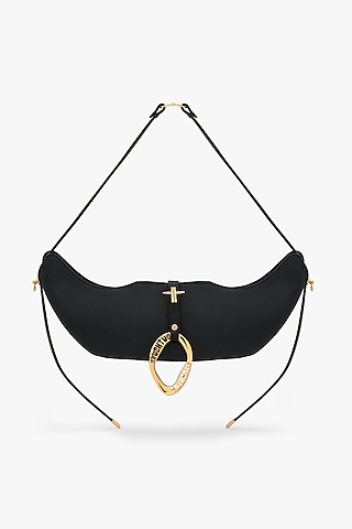 Black Vegan Leather Swing Bag by Outhouse