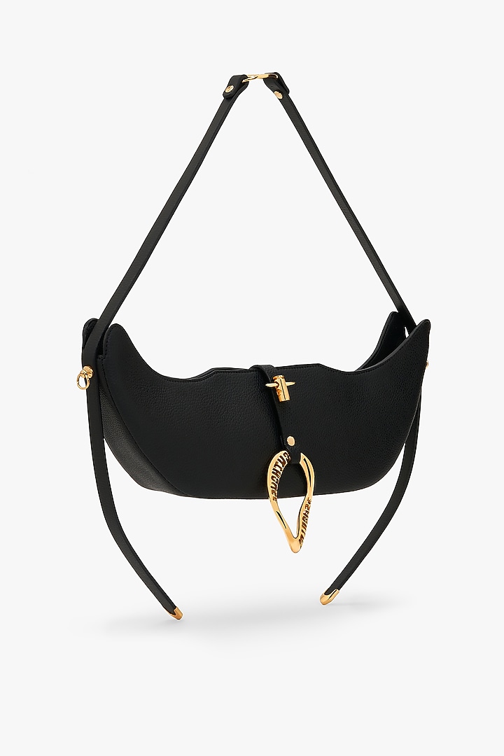 Black Vegan Leather Swing Bag by Outhouse at Pernia's Pop Up Shop