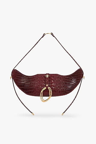 Maroon Vegan Leather Swing Bag by Outhouse