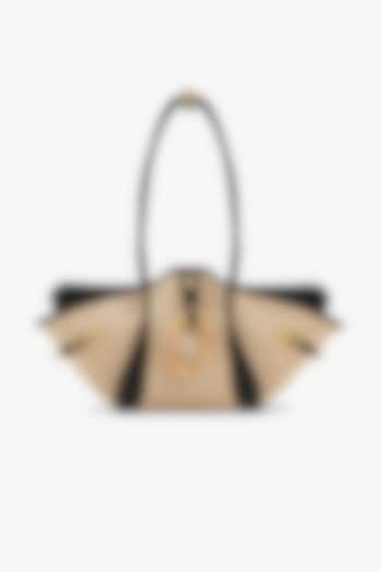 Beige Vegan Leather & Jute Tote Bag by Outhouse at Pernia's Pop Up Shop