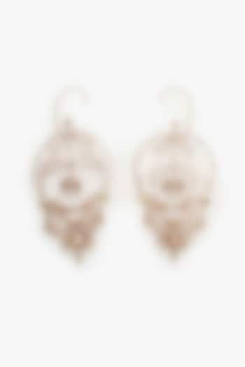 Rose Gold Plated Crystal & Organic Pearl Dangler Earrings by Outhouse at Pernia's Pop Up Shop
