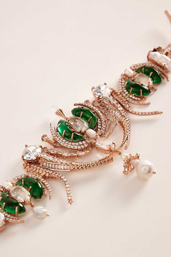 Rose Gold Plated Cubic Zirconia & Baroque Pearl Belt by Outhouse at Pernia's Pop Up Shop