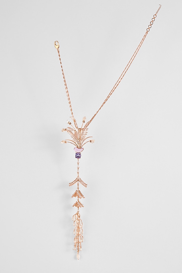 Rose Gold Plated Crystal & Cubic Zirconia Pendant Necklace by Outhouse at Pernia's Pop Up Shop